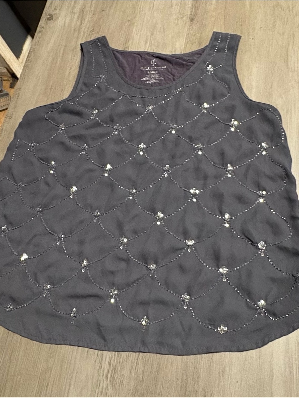 Juicy Couture Navy Beaded Sleeveless Camisole size Large